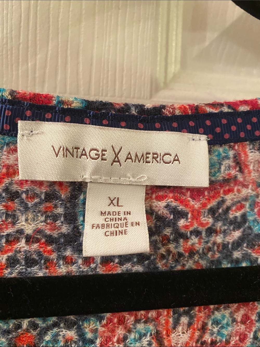 Vintage America Floral Tie-Neck Long Sleeve Tunic in Navy & Pink - Picture 2 of 6